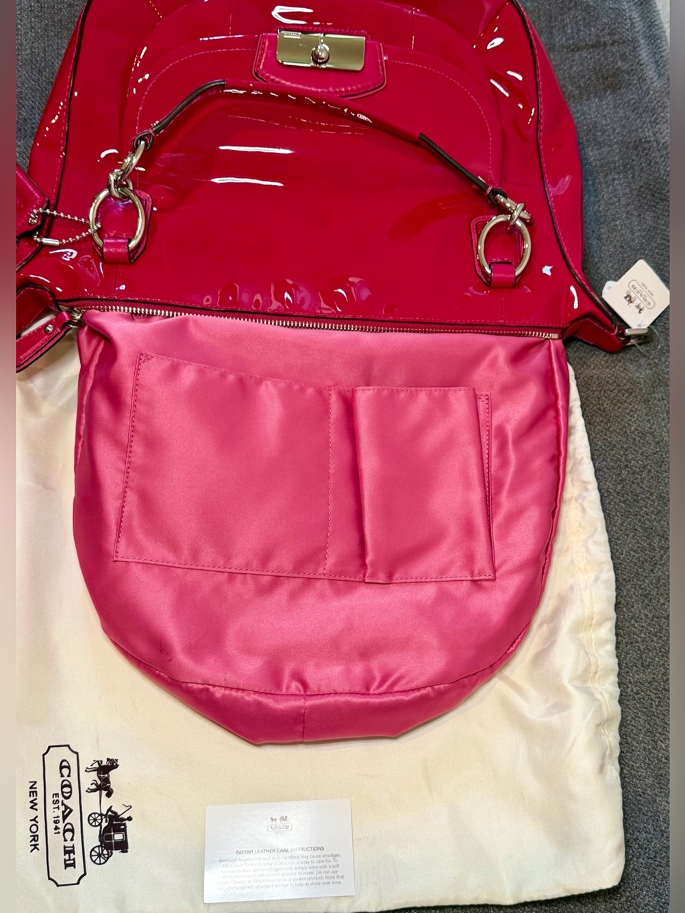 Coach Kristin Raspberry Patent Leather Round Satchel No. B1293-19297 - Picture 12 of 13